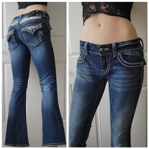 Miss Me Jeans • Vintage Flare • Low Rise Denim • Wing Bling Pockets • S 27